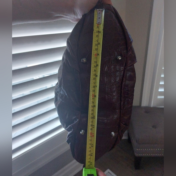 Furla Chocolate brown croc embossed leather handbag purse. Amazing condition - Picture 13 of 16